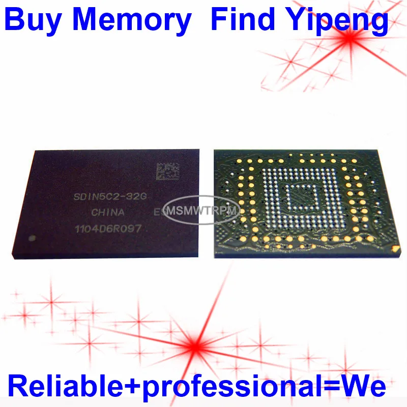 

SDIN5C2-32G BGA169Ball EMMC 32GB Mobilephone Memory New original and Second-hand Soldered Balls Tested OK