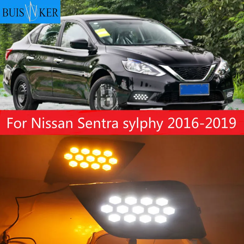

2Pcs LED Daytime Running Light For Nissan Sentra sylphy 2016-2019 Waterproof 12V DRL Fog Lamp Decoration Car accessories