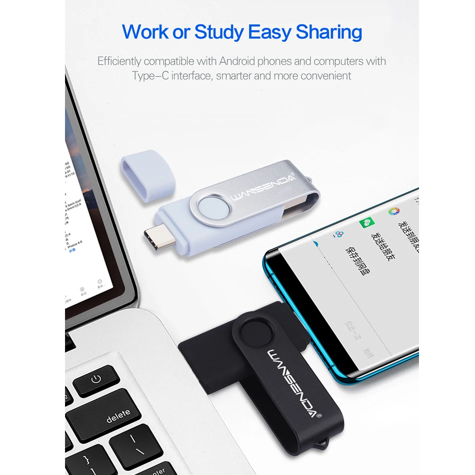 Wansenda-unidad Flash USB 512, Pendrive de 256GB, 3,0 GB, 128GB, tipo C, para Android/PC, 64GB, 32GB