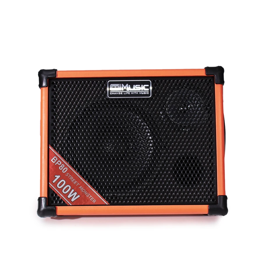 Coolmusic BP80 Electric Acoustic Guitar Amplifier fo Bass Sax Keyboard Bluetooth Speaker Rechargeable with Chorus Reverb Effects