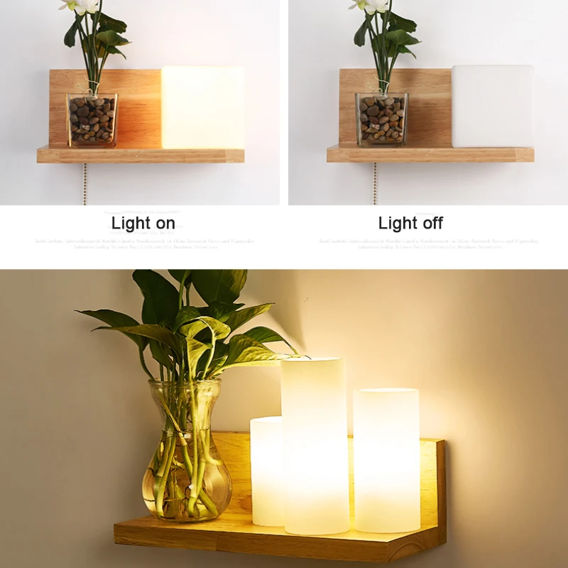 Bedroom light LED simple modern wall lamp Nordic solid wood indoor lighting aisle balcony living room hotel light fixtures