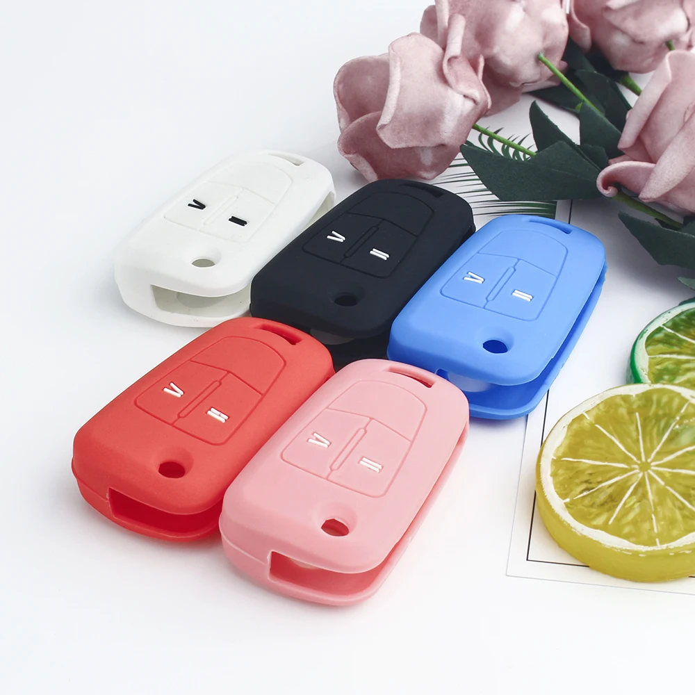 KEYYOU Silicone Key Case For Vauxhall Opel Corsa Astra Insignia Vectra Mokka Zafira 2 Buttons Flip Car Remote Key Fob Cover Bag