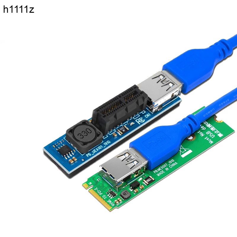 NVME M.2 M-Key to PCI-E X1 Riser Card PCI Express Connector PCIE 1X Riser 60cm USB3.0 Cable Extension Port Adapter PCIE Extender