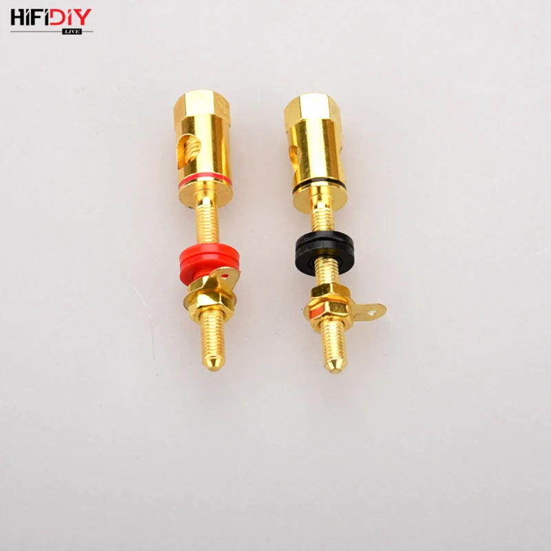 HIFIDIY LIVE 2pcs speaker DIY  lengthen terminal connector binding post HIFI amplifier Pure cupper Gold-plated Banana socket