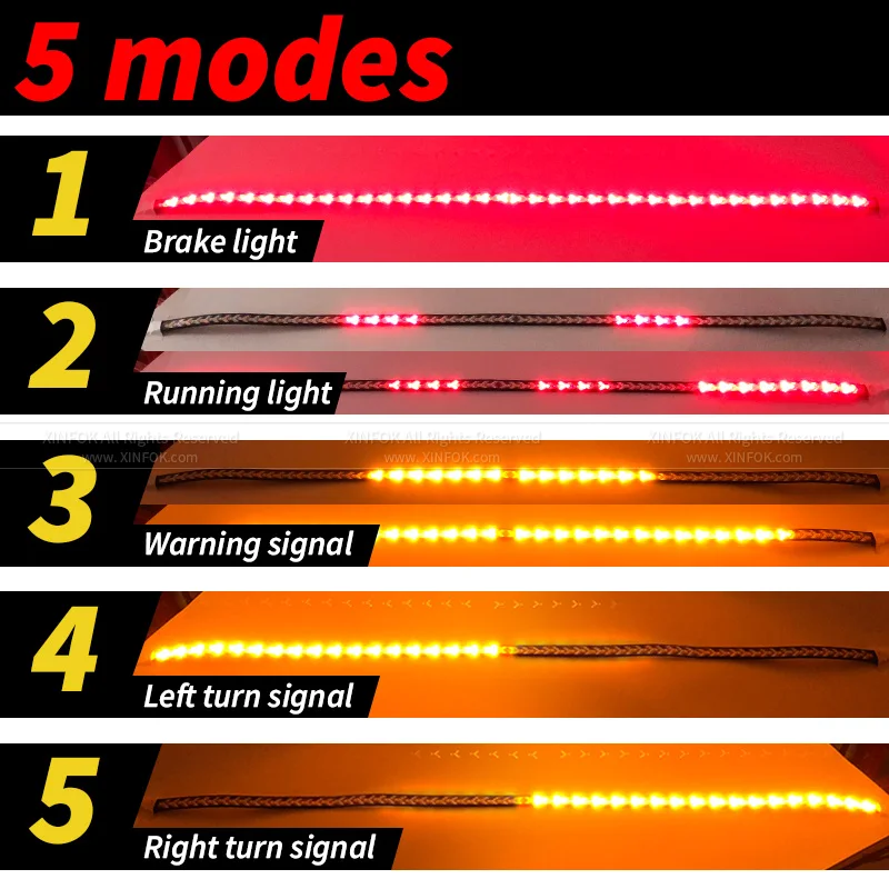 12V 24V LED Truck Tailgate Led Strip Light Bar  Reverse Brake Turn Signal Brake Tail Reverse Light Bar Truck Tailgate Strip Bar