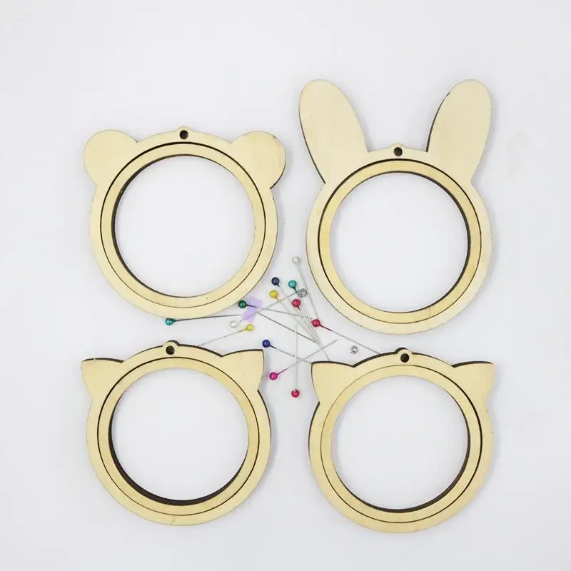 Mini Wooden Embroidery Hoop Ring Cross Stitch Frame Handmade Pendant Crafts Embroidery Circle Sewing Kit DIY Craft Gift Tool