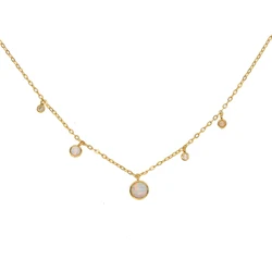 real 925 silver moonstones cz station jewelry chain elegant women stunning lovely white opal pendant necklace fashio necklaces