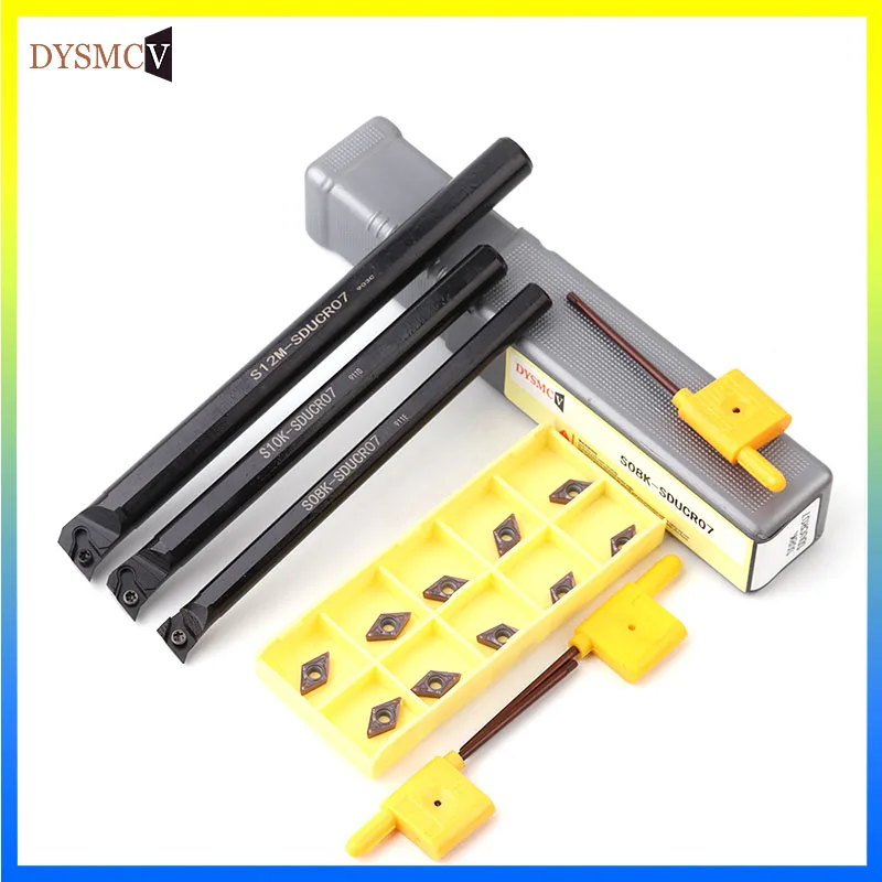 

3PCS S08K-SDUCR07 S10K-SDUCR07 S12M-SDUCR07 95-degree spiral turning tool holder boring bar + 10PCS DCMT070204 carbide tools