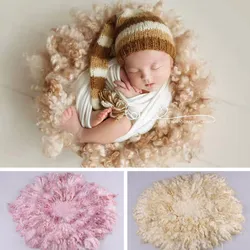 Newborn Photography Blanket 45cm New Zealand Curly Wool Mats Background Baby Photo Shoot Props Flokati Fotografia Accessories