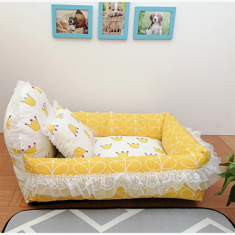 Dog Bed Cama Perro Hondenmand Cotton Upholstered Sofa Four-Season All-Purpose Washable Mat Winter Pet Supplies лежанка для собак