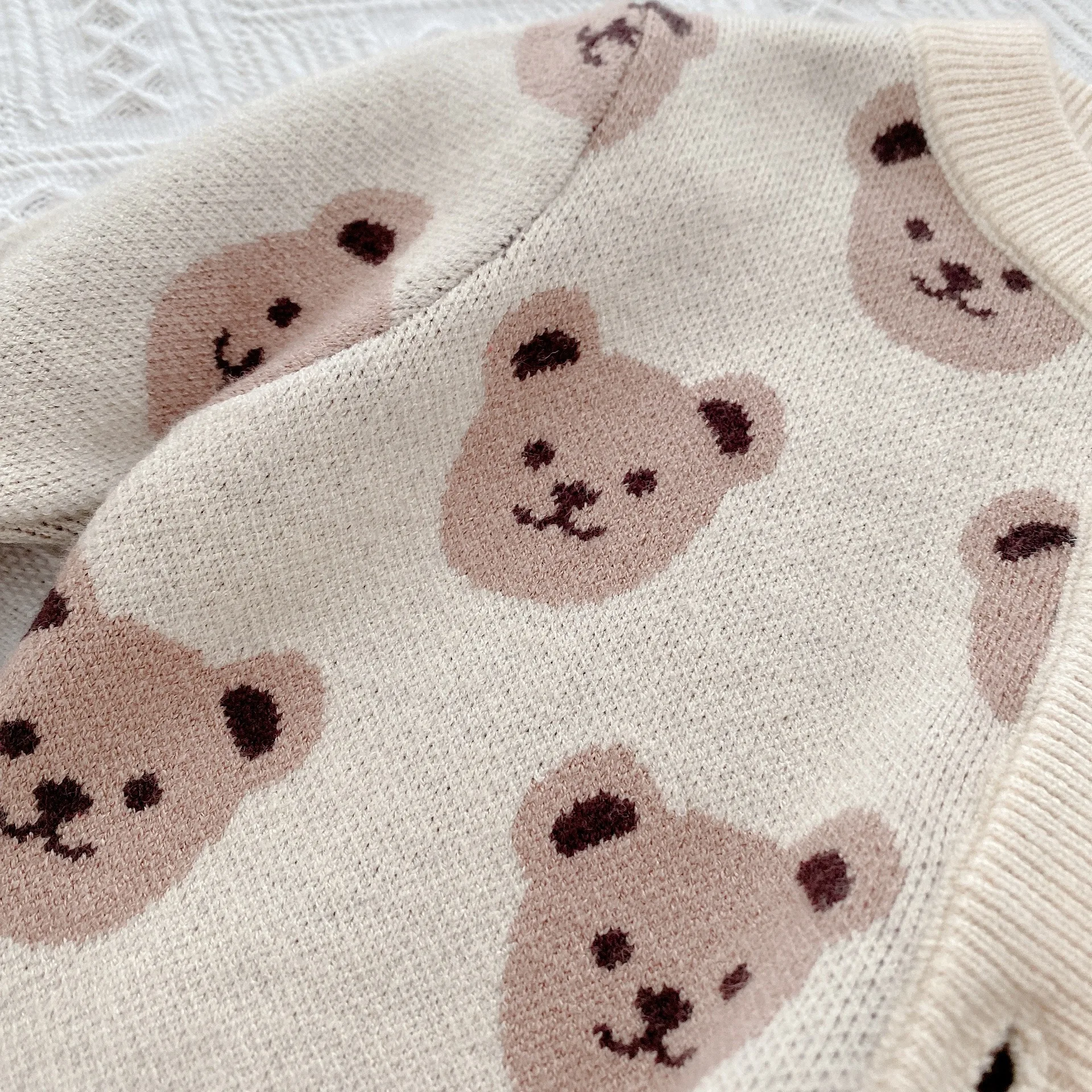 2024 Autumn Toddler Boys Knitted Sweater Baby Boys Cartoon Bear Cardigans Outwear Children Clothes Kids Girls Knitwear Jacket