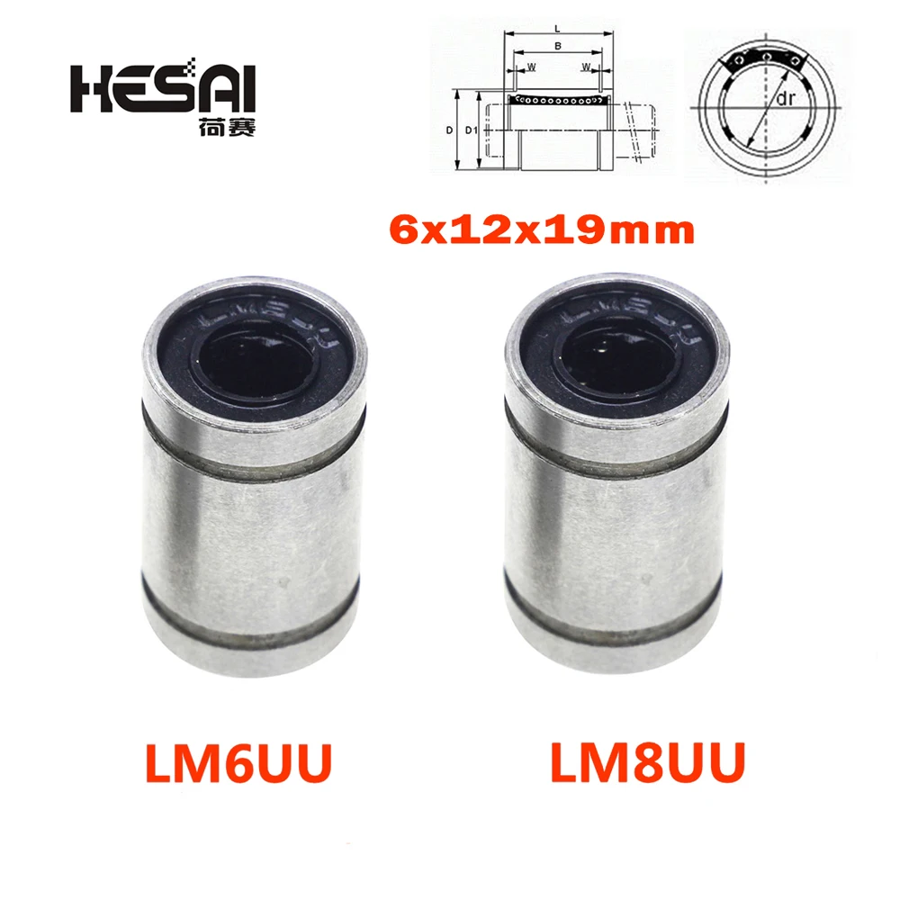 3D Printer Parts Accessory 1PCS  LM6UU / LM8UU  6x12x19mm Linear Ball Bearing Bush Bushing 6*12*19mm