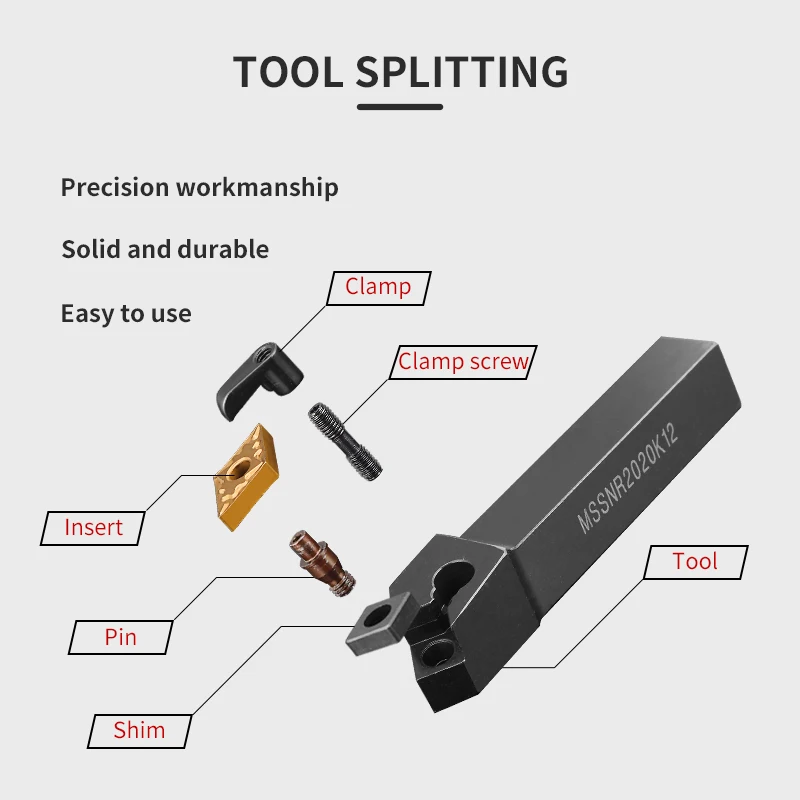 1pc MSSNR1616H12 MSSNR2020K12 MSSNR2525M12 External Turning Tool Holder SNMG Carbide Inserts MSSNR Lathe Cutting Tools Set