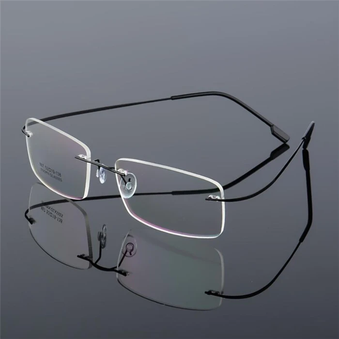 Legierung Superelastische Rahmenlose Kurzsichtige Brille Männer Metall Minus Objektiv Rechteck Rezept Brillen 0-0,5-0,75 Bis -6 – Detail 2