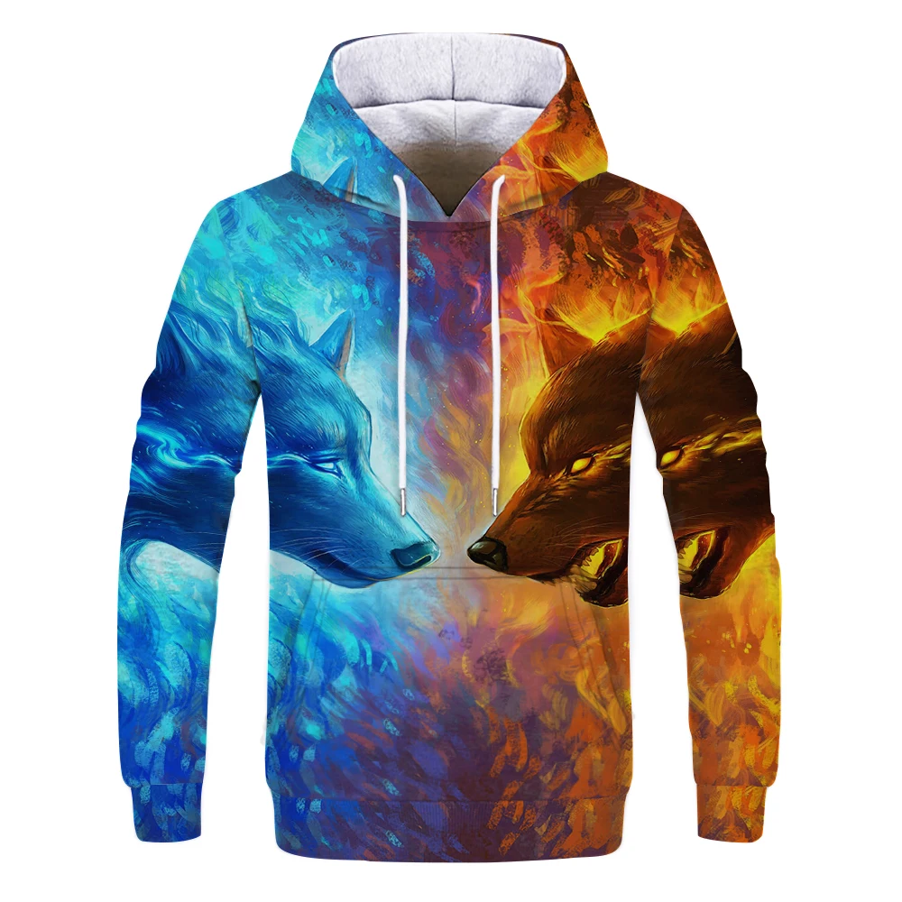 

Ice Fire Wolf Hoodies by 3D Men Women Sweatshirts Fashion Pullover Autumn Tracksuits Harajuku Hoodies Casual Animal 2019