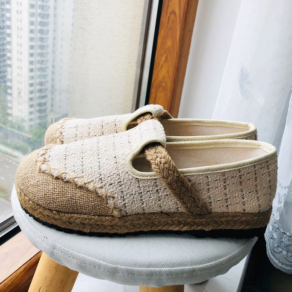 Veowalk Vegan Handmade Women Embroidered Canvas Espadrilles Flats Japanese Style Ladies Comfortable Casual Slip-on Loafers Shoes