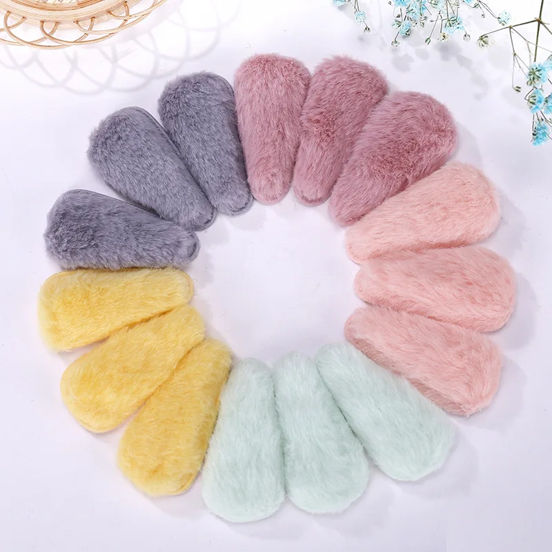 40pcs/lot 5.5cm Imitation rabbit furry BB Hair Clip Cover Padded Appliques without clip for DIY handmade Hair clip Accessories