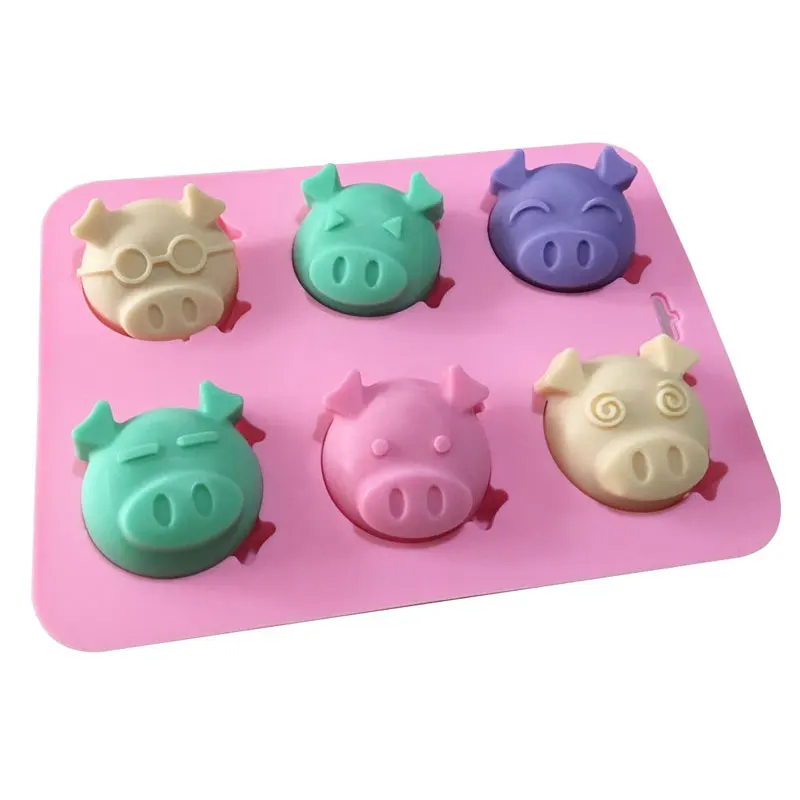 4Cavity Cartoon pig DIY Soap Making Supplies 3D Silicone Cake Mould  Handmade Baking Mold Soap Mold