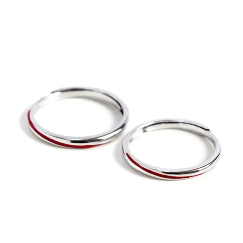 New Fashion Original Epoxy Red Line 925 Sterling Silver Jewelry Popular Simple Personality Opening Couple Rings R160