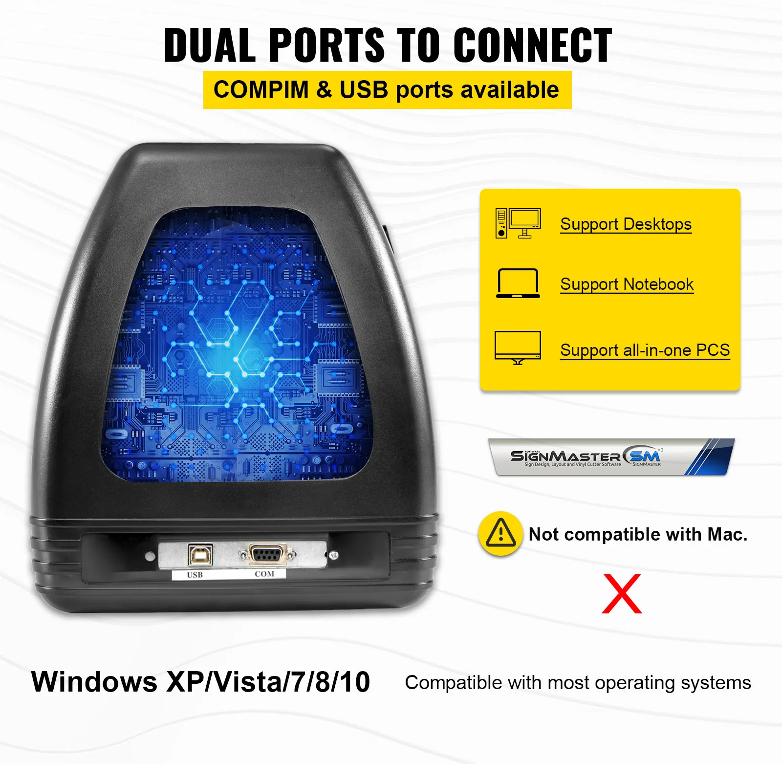 VEVOR 53 بوصة الفينيل القاطع راسمة تسجيل آلة قطع البرمجيات 3 شفرات شاشة LCD لديي الحرف الإعلانات الحرفية