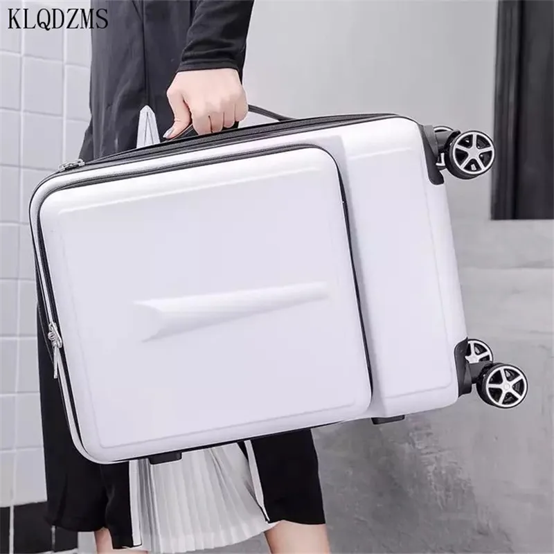 

KLQDZMS Laptop Suitcase Front Opening Boarding Case 20"24 Inch ABS+PC Trolley Case Women's Password Box Carry-on Travel Luggage