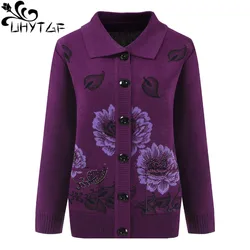 UHYTGF-suéter de punto para mujer, cárdigan de manga larga, informal, holgado, talla grande 4XL, para otoño e invierno, me684