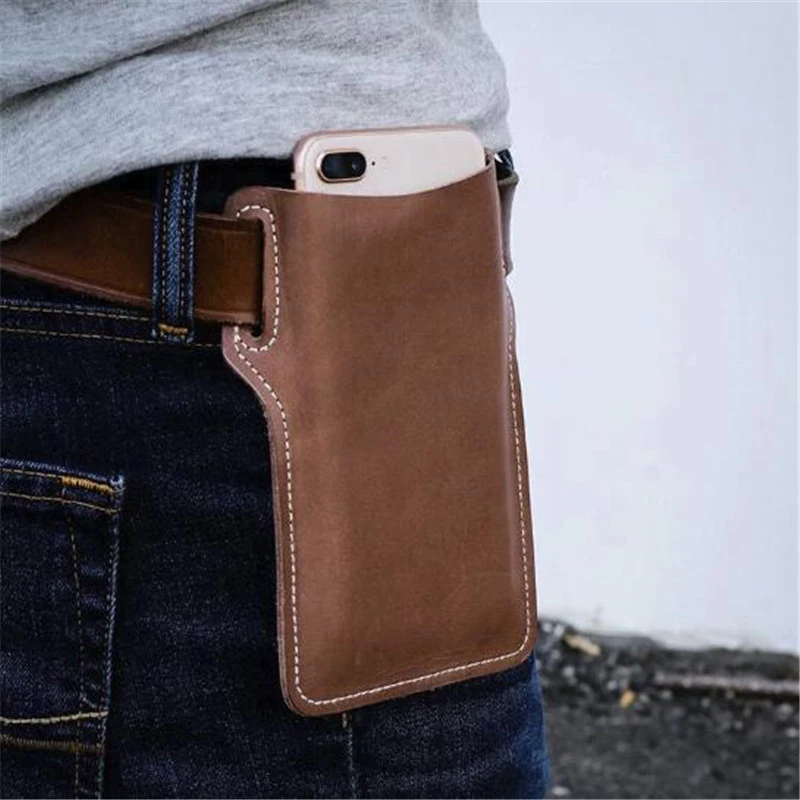 Fashion Leather Waist Belt Loop Men Cellphone Loop Holster Case Belt Waist Bag Props Leather Purse Phone Wallet