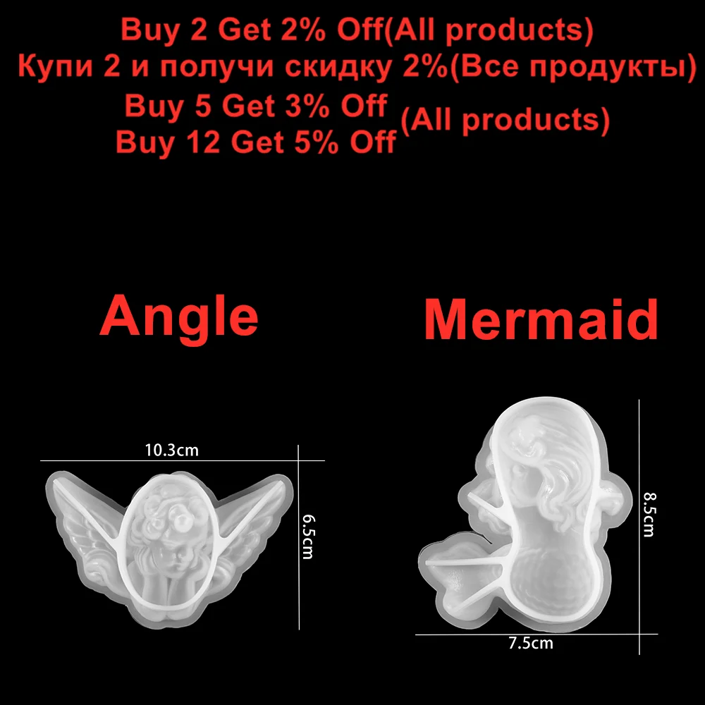 1pcs Angel UV Silicone Mold Mermaid Handmade Key Chain Pendant Earring DIY Craft Decor Epoxy Resin Mould For Jewelry Making Tool