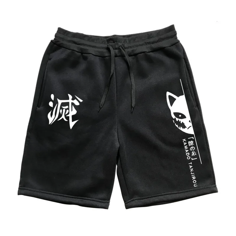 2021 Men Hip Hop Streetwear Shorts Demon Slayer Print Track Shorts Harajuku Cotton Jogger Shorts Autumn Sweatpants Japan Style