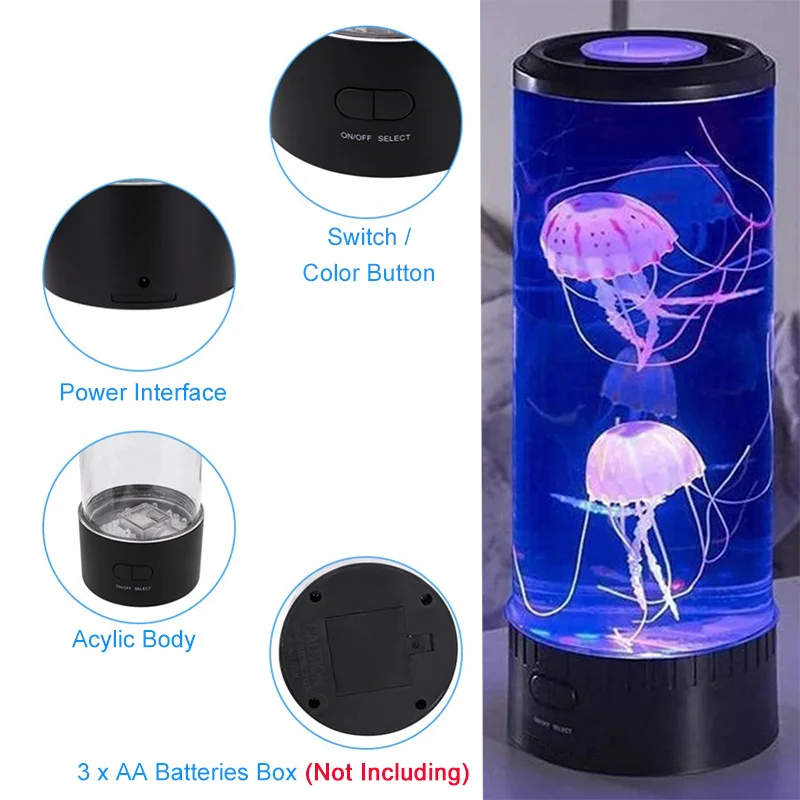 5 Colors Fancy LED Jellyfish Lamp Aquarium Lampka Nocna USB Table Night Light Children\'s Gift Lighting for Home Bedroom Decor