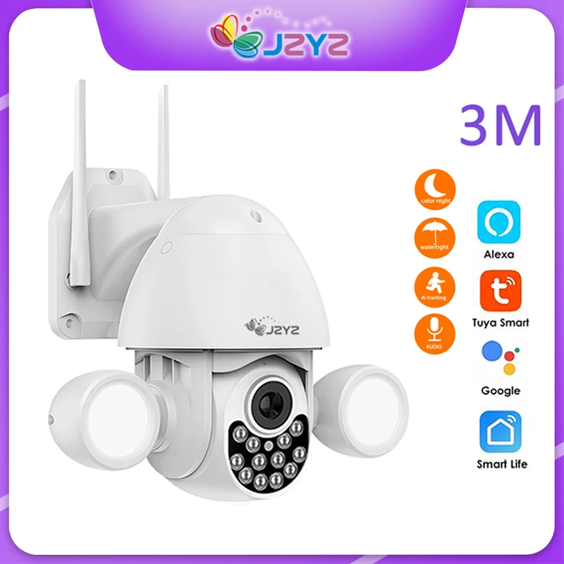 

JZYZ 3MP Tuya Security PTZ IP Camera Wifi Alexa Human Auto Tracking H.265 Auto Homing IR Night Vision Google Home Smart Home