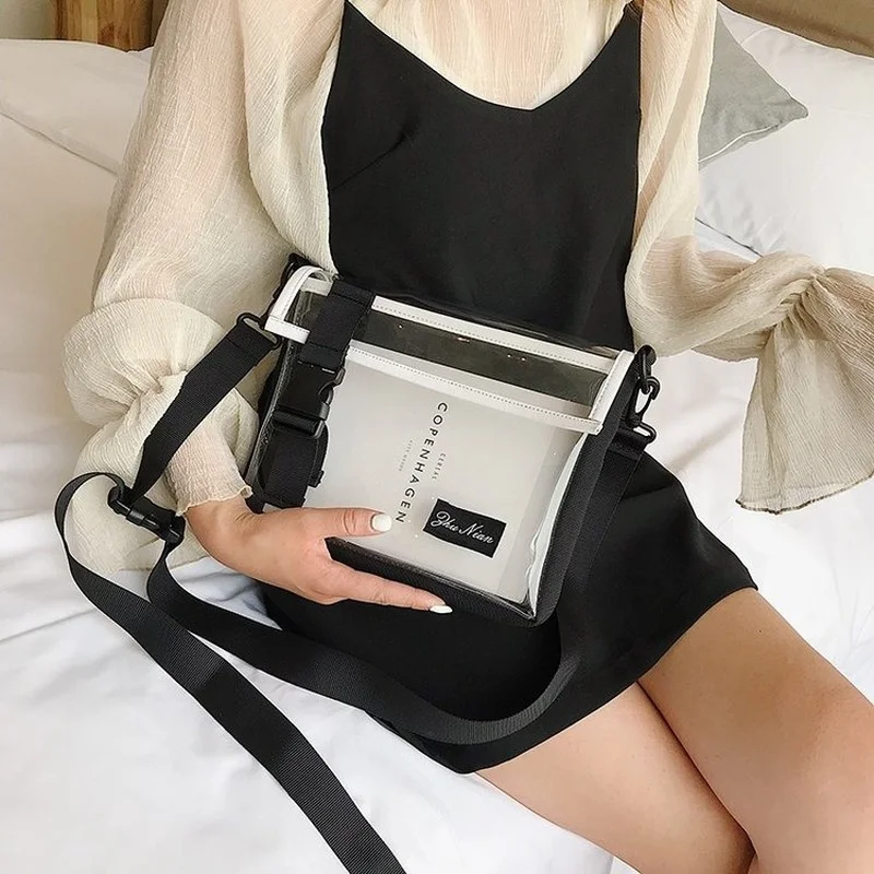 Large Capacity Transparent Bags Messenger Harajuku Japanese Style Preppy Students All-match Fashion  Summer New Popular