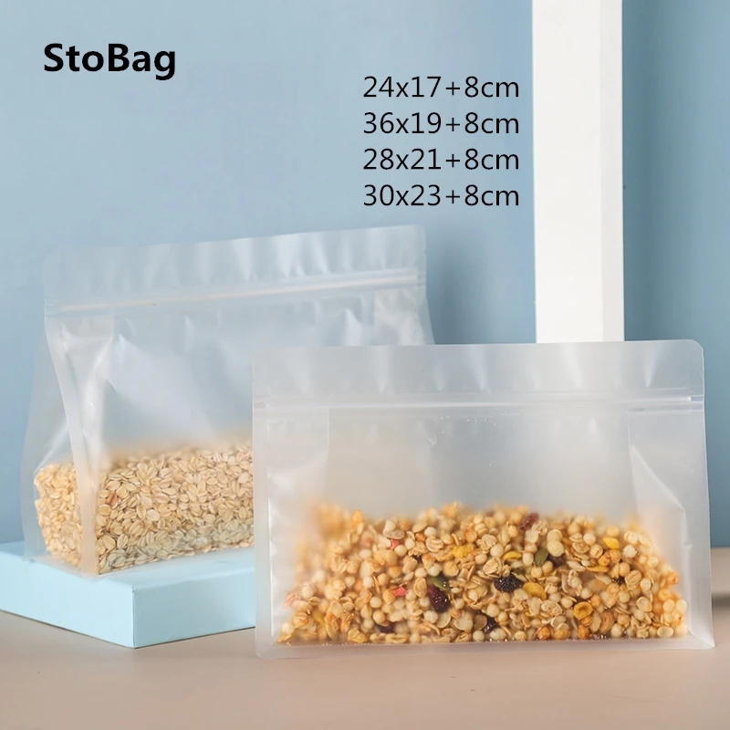 

StoBag 10pcs Frosted Storage Food Baking Packaging Ziplock Plastic Bags Tea Green Beans Snack Pack Bags Birthday Supermarket