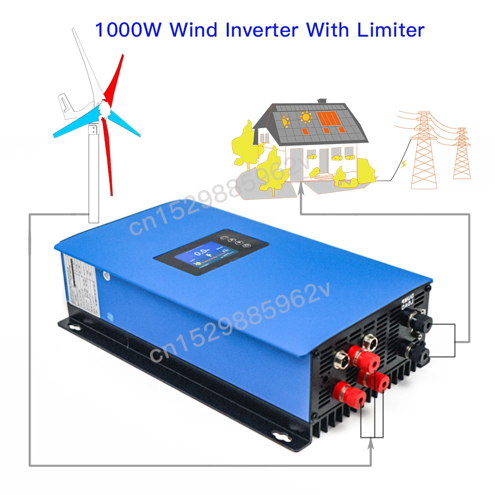 MPPT Wind Power 1000W 3 Phrase Inverter With Internal Limiter Sensor 24V 48V 110V 220V AC Pure Sine Wave For Wind Generator