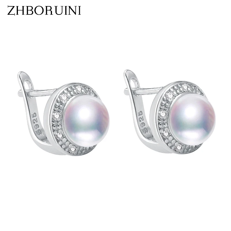 ZHBORUINI 2024 New Pearl Earrings 925 Sterling Silver Jewelry Vintage Style Natural Freshwater Pearl Stud Earring For Women Gift