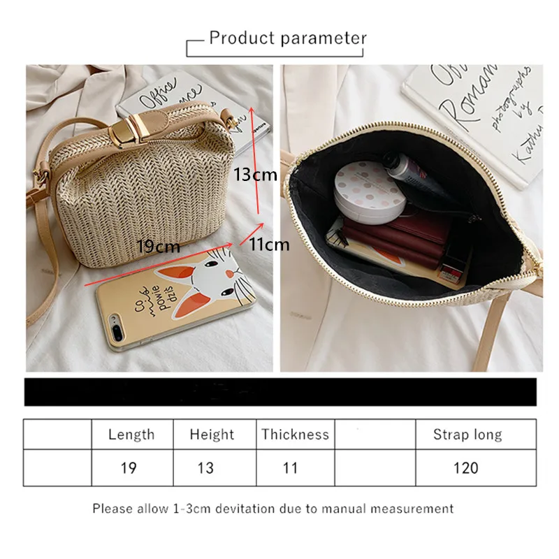 Vento Marea Straw Crossbody Bag For Women 2025 New Bohemian Small Knitting Summer Purse And Handbag Vacational Bucket Beach Bags