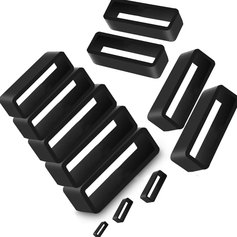 2Pcs 5Pcs Black Horlogebanden 12 14 16 18 20 22 24 26 28Mm Strap Loop Ring Siliconen rubber Horloge Bands Accessoires Houder Locker