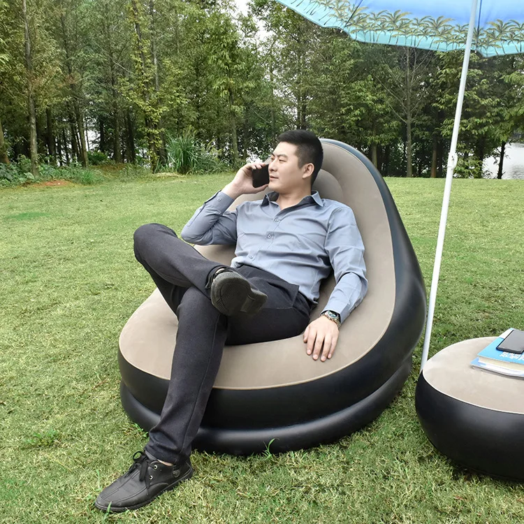 New Lazy Sofa Inflatable Foldable Recliner Outdoor Sofa Bed with Pedals Comfortable Combination Flocking Sofa Chair