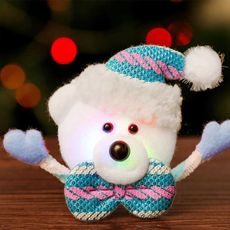 Christmas Glowing Brooch Cartoon Glow Brooch Santa Snowman Cartoon Badge Adult Children's Decor Clothes Accessories Glow In Dark