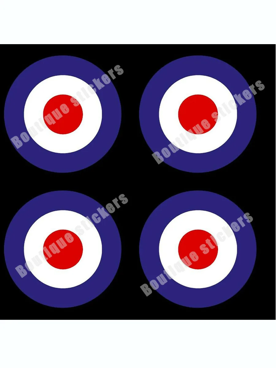 4-piece Set of RAF MOD Roundel Target Sticker-Van, Car, Scooter, Vespa, Royal Air Force Waterproof Sunscreen Anti-UV Die Cut PVC