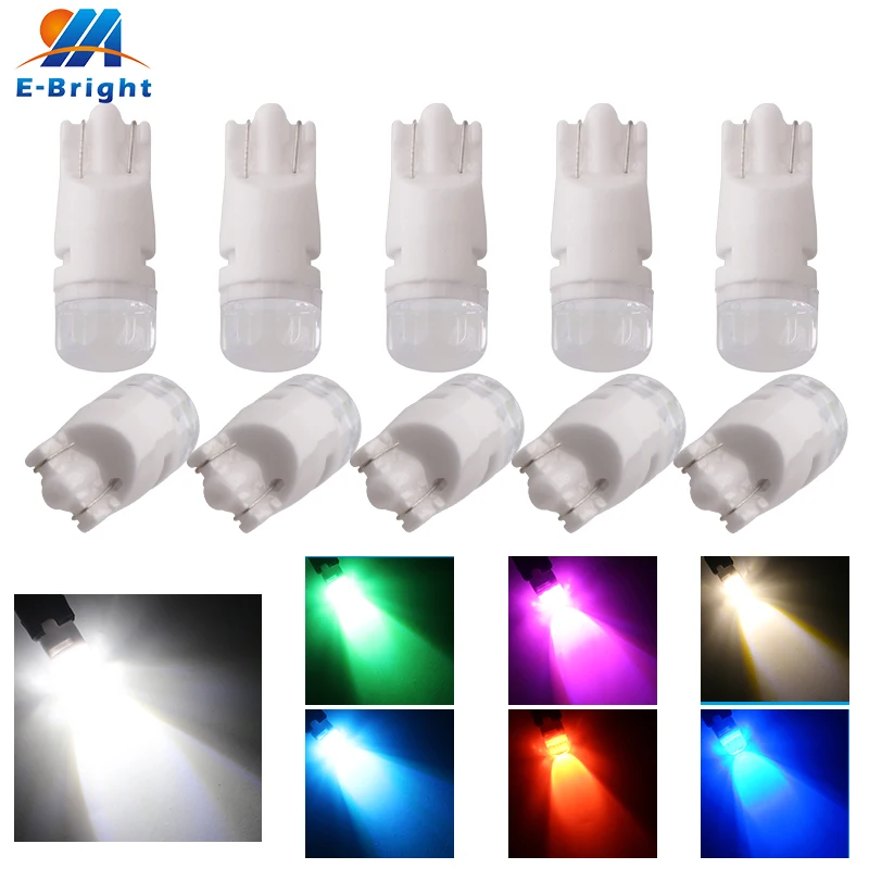 

10 PCS T10 W5W 194 168 2825 158 Light Bulbs Ceramic for Car Instrument Lamps License Plate Trunk Interior Lights 3030 2-SMD 12V