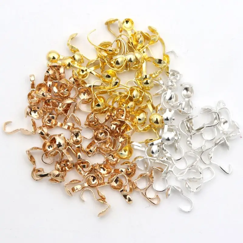 100pcs Rose Gold Silver Color Loops Ball Chain End Crimp Beads Connector for Diy Jewelry Making Finding Accessories Wholesale