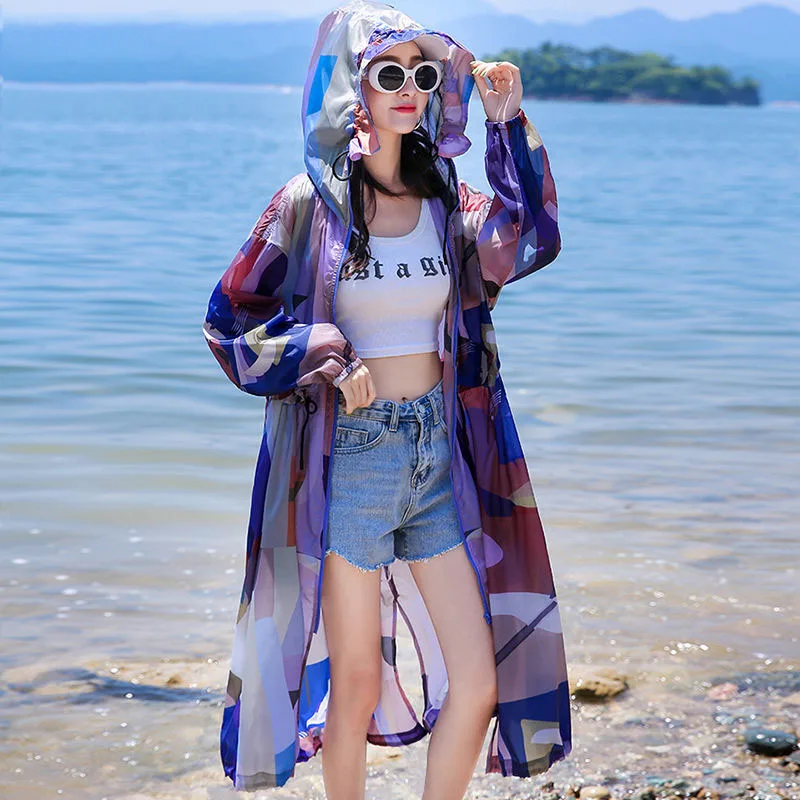 Summer Women Camouflage Outerwear Sun Protection Clothing 2023 New Anti-Ultraviolet Breathable Long Sunscreen Trench Coat Female