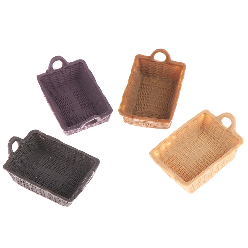 New Arrival 1:12 Dollhouse Miniature Mini Resin Bread Basket Food Storage Basket Accessories Doll house storage Home Decor Toys