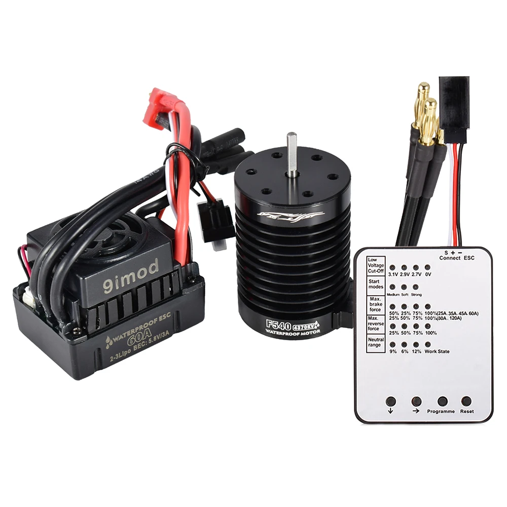 9imod F540-V2 4370KV Brushless Sensorless Motor 3.175mm+60A ESC For 1/10 RC Drift Racing Off-road Car Truck Waterproof