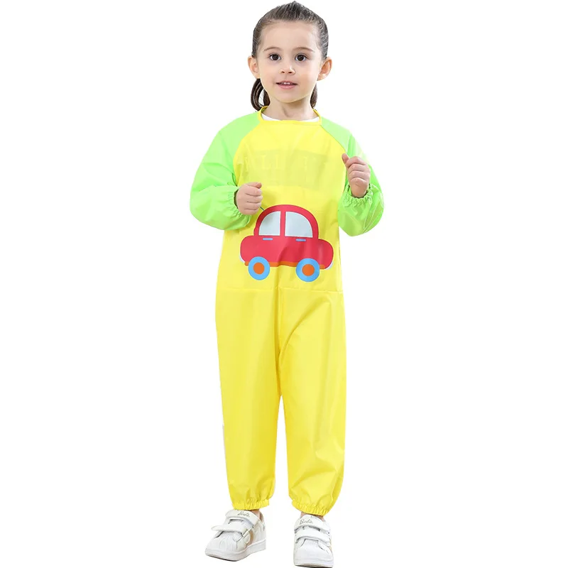 Long Sleeve Learning Education Interesting Toys Painting Apron Art Aprons Portable Kids Children Smock Waterproof Jumpsuit