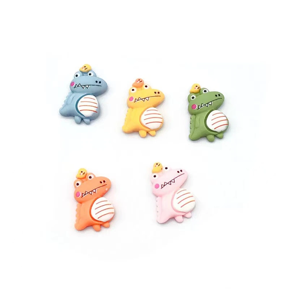 100pcs 20mm 5Colors Tough Resin Cute Dinosaurs Jewelry Decoration Croc Handmade Finding Glue Set Fridge Decorate Accessory