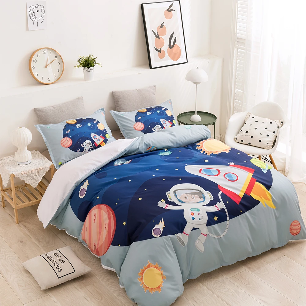 

Kids Bedding Set Cartoon Astronaut Space Pattern Duvet Cover for Kids Gifts Comforter Cover Bedclothes Queen King Size Bed Linen