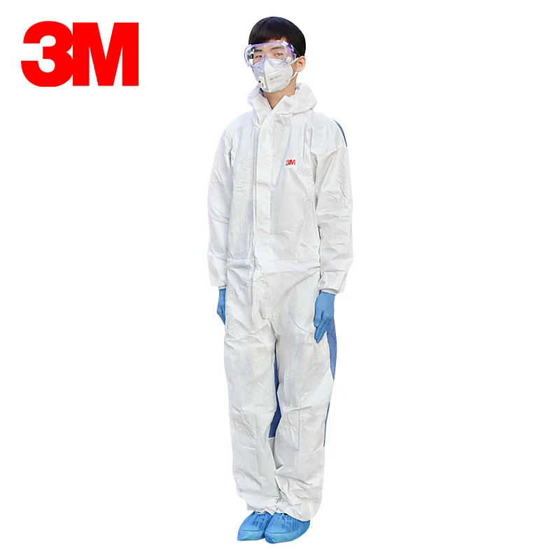 3M 4535 Chemical Coveralls Hooded Protective Elastic Waist Clothing Against Dry Particles/Chemical Splash