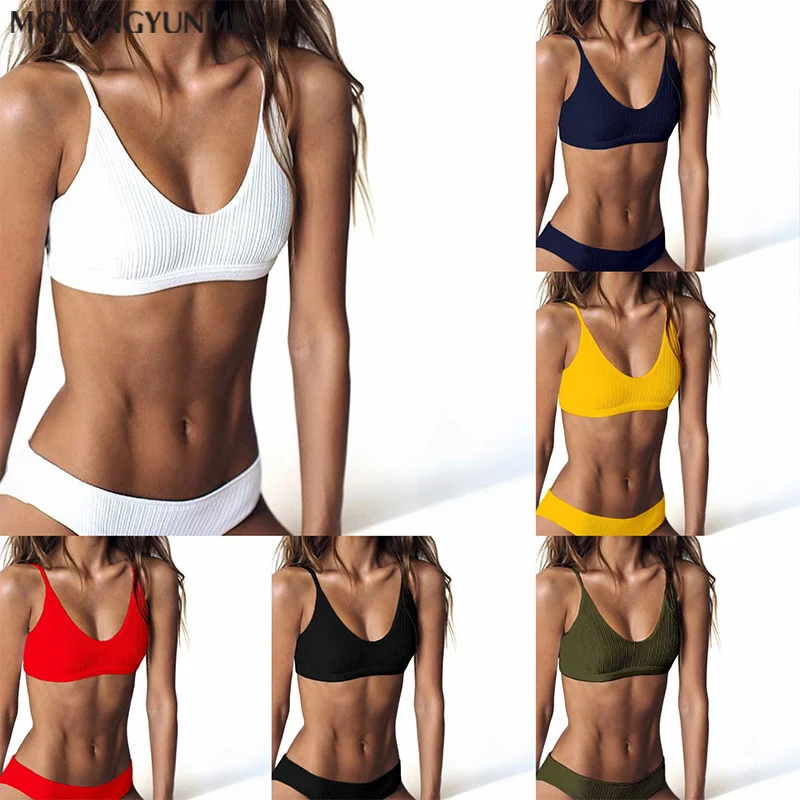 

Hot Sale Summer Women Solid Bikini Set New Push-up Unpadded Bra Swimsuit Swimwear Triangle Bather Suit Swimming Suit Biquini